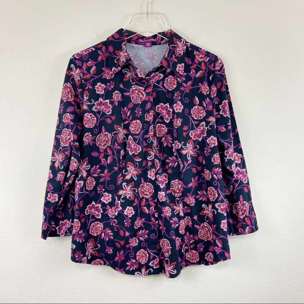 Jessica London | Floral Print Button Down 14/16
